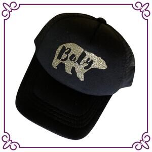 One Baby California Bear Trucker Hat Black & Silver NEW